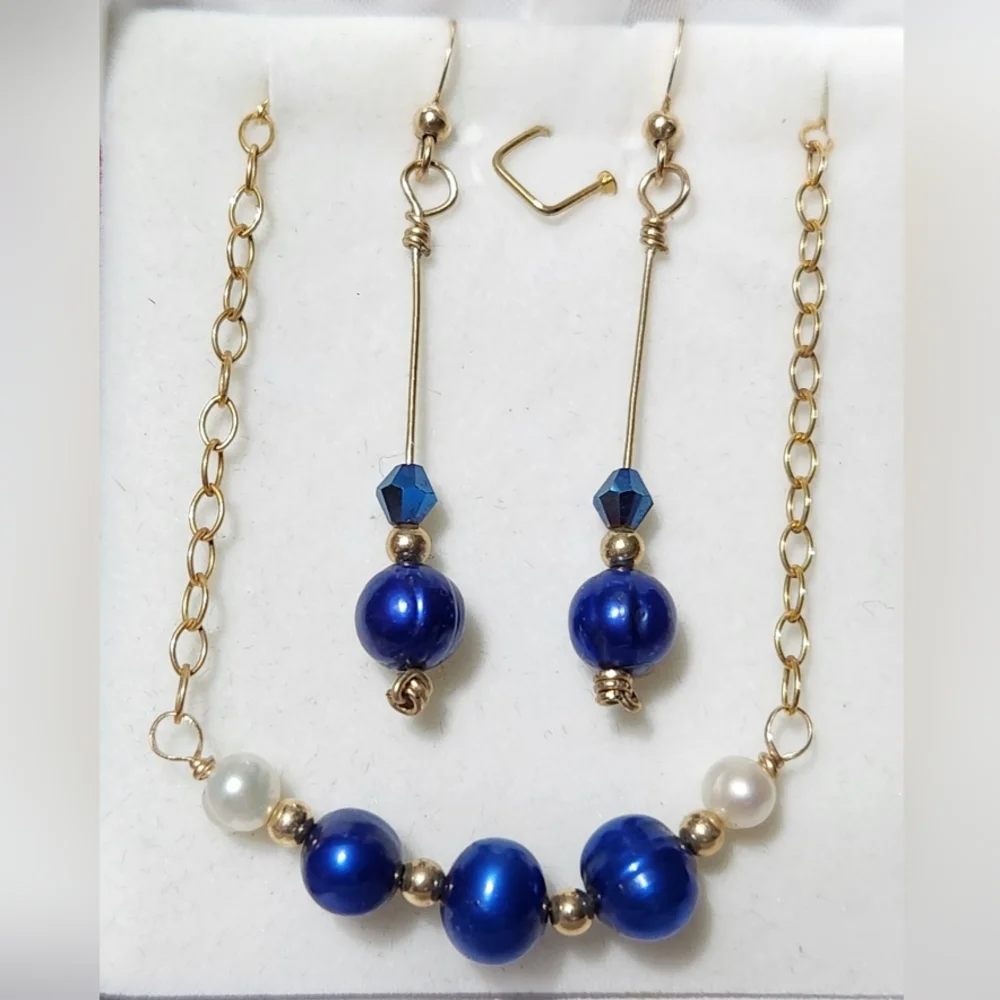 NWT Artisan Fresh Water Blue Pearls - Picture 1 of 4